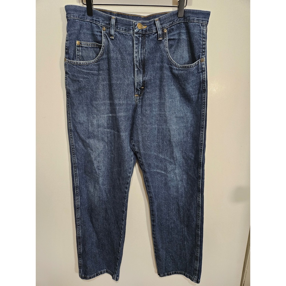Wrangler Rugged Wear Mens Blue Straight Leg Denim Jeans 34x28